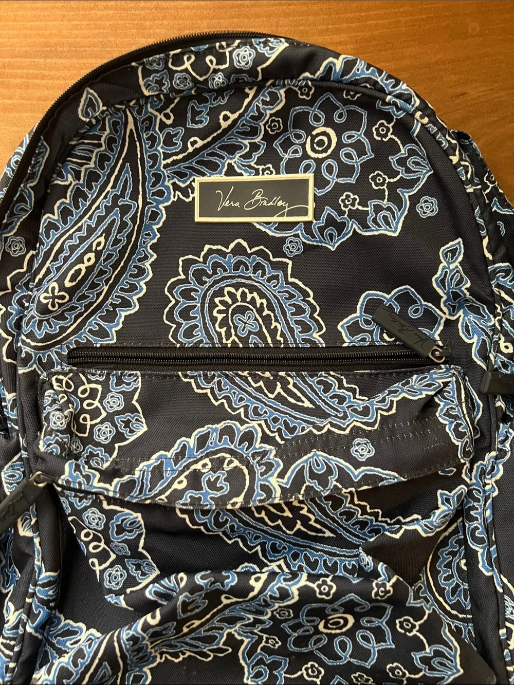 Vera Bradley Navy Paisley Backpack with Blue & White Accents